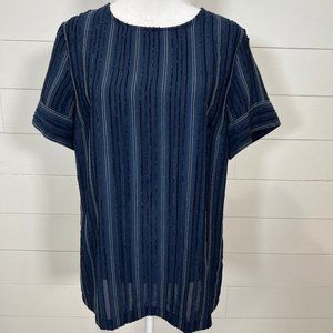 Banana Republic Navy and White Blouse Size M